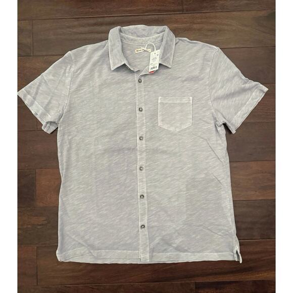 Marine Layer NWT Vintage Heavy Slub Button Down Short Sleeve Shirt Light Grey L - Picture 3 of 10